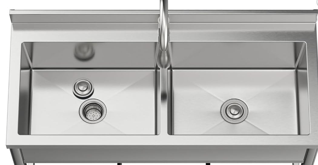 2-Compartment Commercial Sink Large Stainless Steel Utility Sink customer photo 2