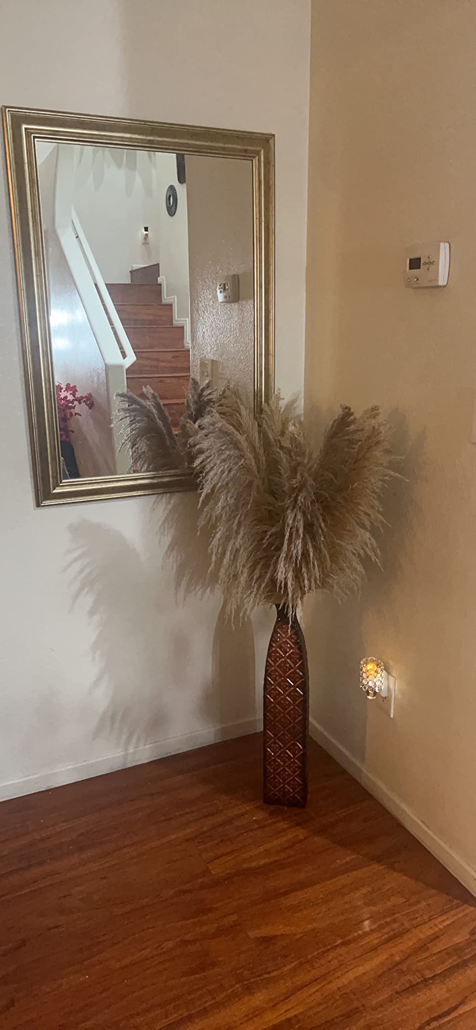 Hosley Metal Brown Tones Moroccan Embossed Floor Vase 28.5 Inch High customer photo 2