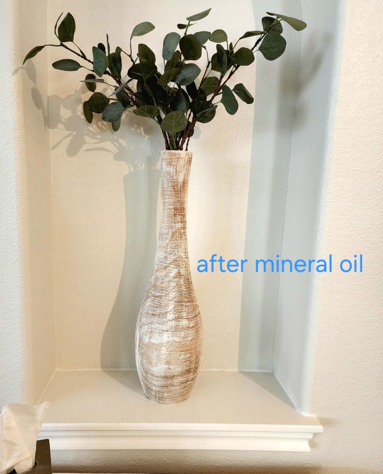 Hanobe Wood Tall Floor Vase: 22 Inch Slender Beige Boho Vase for Pampas Grass - Decorative Large Vases for Farmhouse Living Room Corner Entryway Fireplace Home Decor customer photo 2