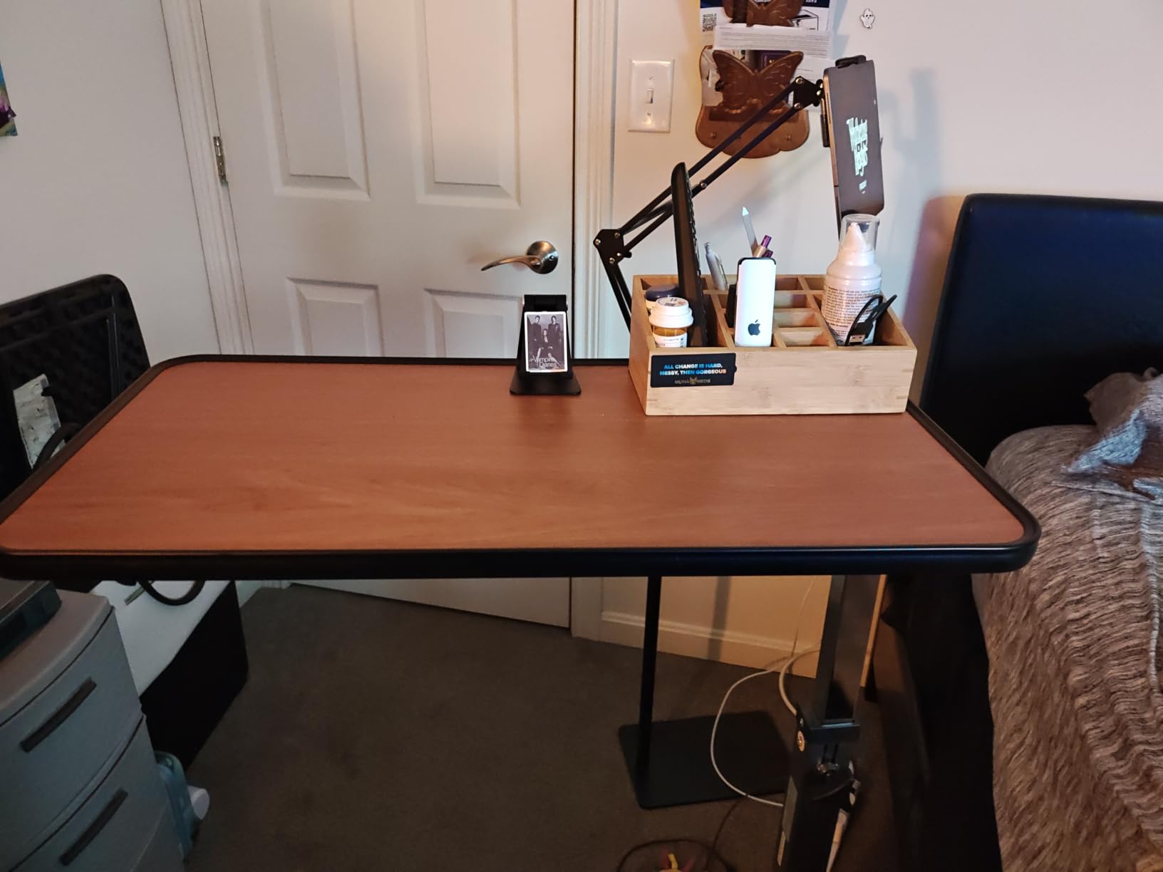 Medical king Adjustable Overbed Bedside Table with Wheels Bed Desk Over Bed with Wheels Hospital Table customer photo 2