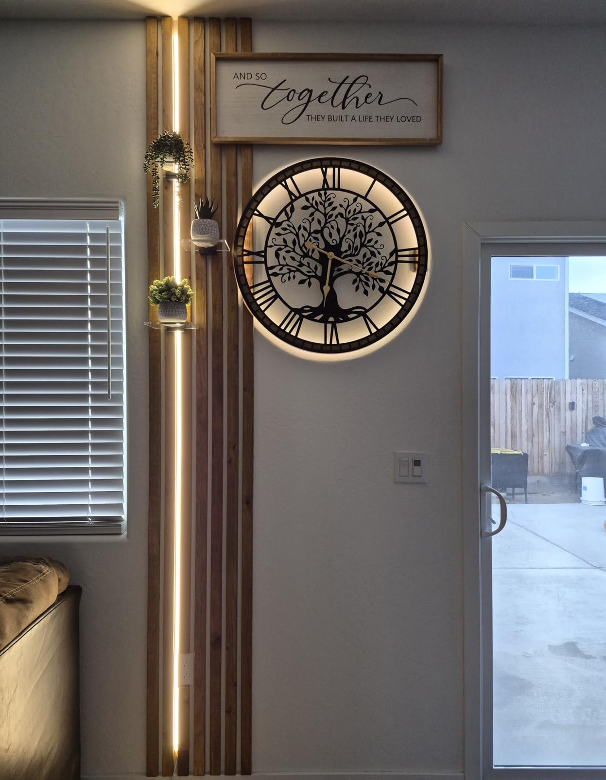 Micasso Large Wall Clock Decorative: 24 Inch Tree of Life Battery Operated, Modern Farmhouse Metal Wood Frame - Roman Numeral Clocks for Living Room customer photo 2