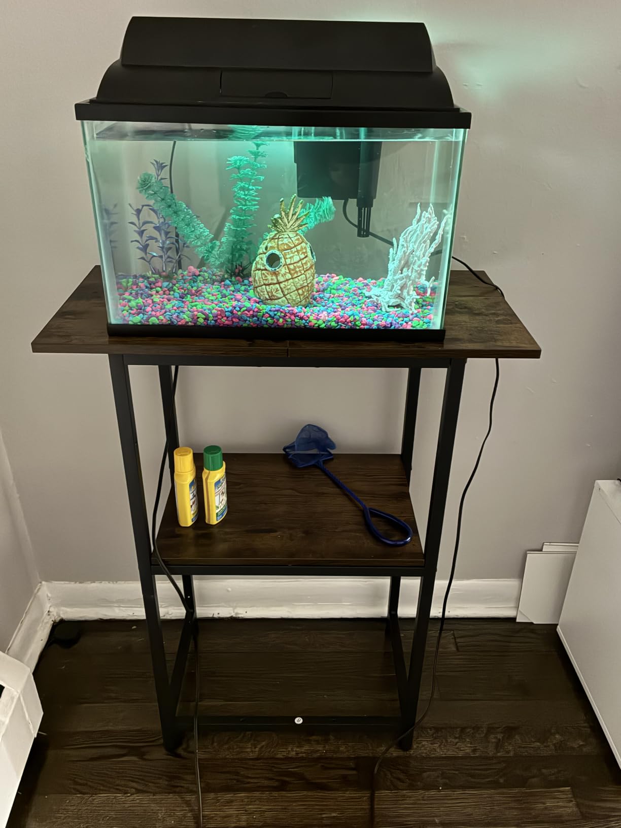 Snughome 10-20 Gallon Fish Tank Stand, Aquarium Stand 2-Tier Storage Shelves, Heavy Duty Terrarium Stand for Home Office Fish Tank Shelf, 24