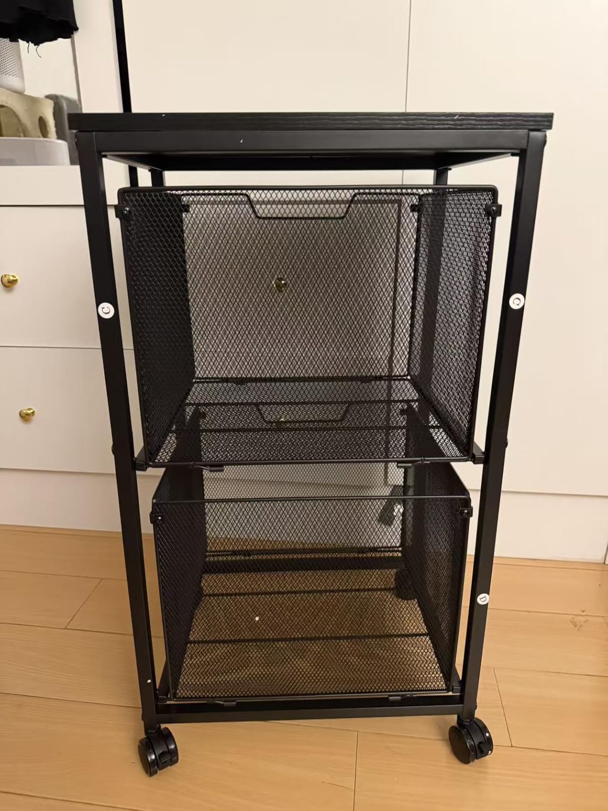 Sbanmao Rolling File Cart with 2 Storage Drawers, Mobile File Cabinet with Wheels, Hanging File Folder Organizer, Under Desk Storage, Printer Stand Utility Cart Filing Cabinet for Home Office, Black customer photo 2
