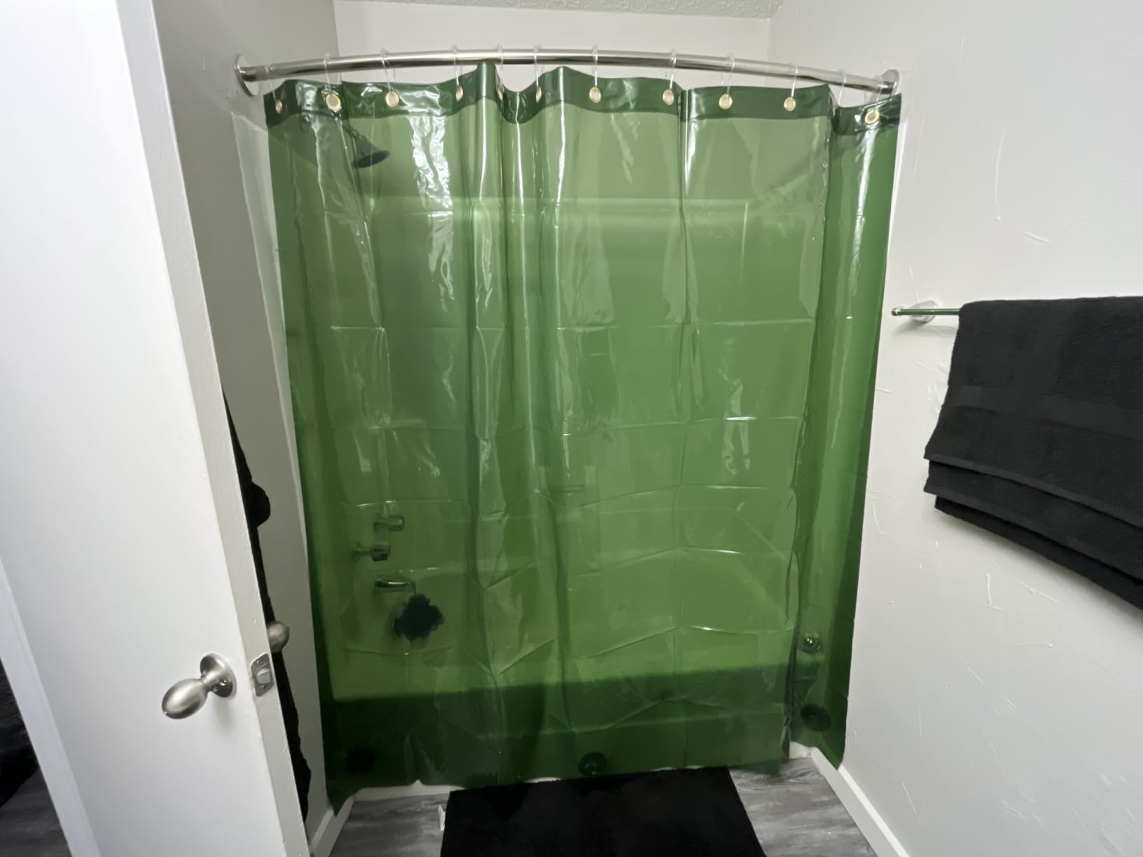 AmazerBath Heavy Duty Shower Curtain Liner, 100% EVA Clear Shower Curtain and Liner 2-in-1, 72x72 Luxury Plastic Weighted Bathroom Cobble Shower Liner, 12 Rustproof Grommets & 3 Heavyweight Stones customer photo 2
