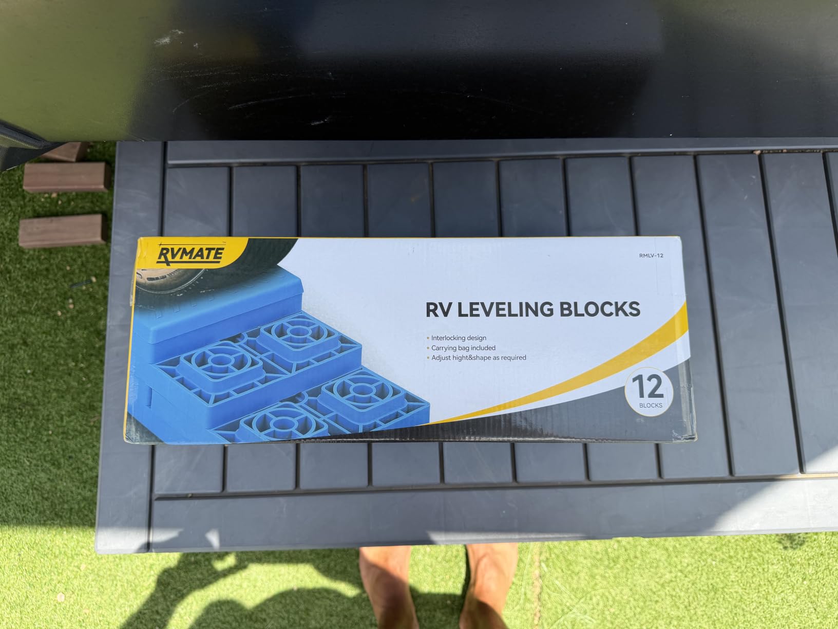 RVMATE 12 Pack RV Leveling Blocks, Camper Trailer Leveling Blocks | Levelers for RVs, Reduce Trailer Movement, Trailer Leveling Blocks, RV Leveling System Great for Single and Dual Wheels customer photo 2