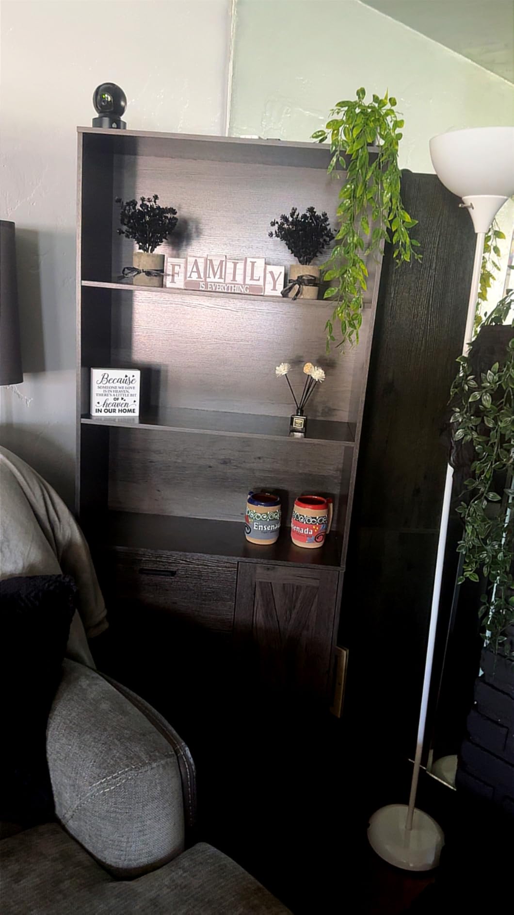 IRONCK Bookshelf with Doors and 3 Drawers 71 in Tall Bookcase with 3-Tier Shelves, Industrial Book Shelf with Storage for Living Room Entrance Hallway Home Office, Black customer photo 2