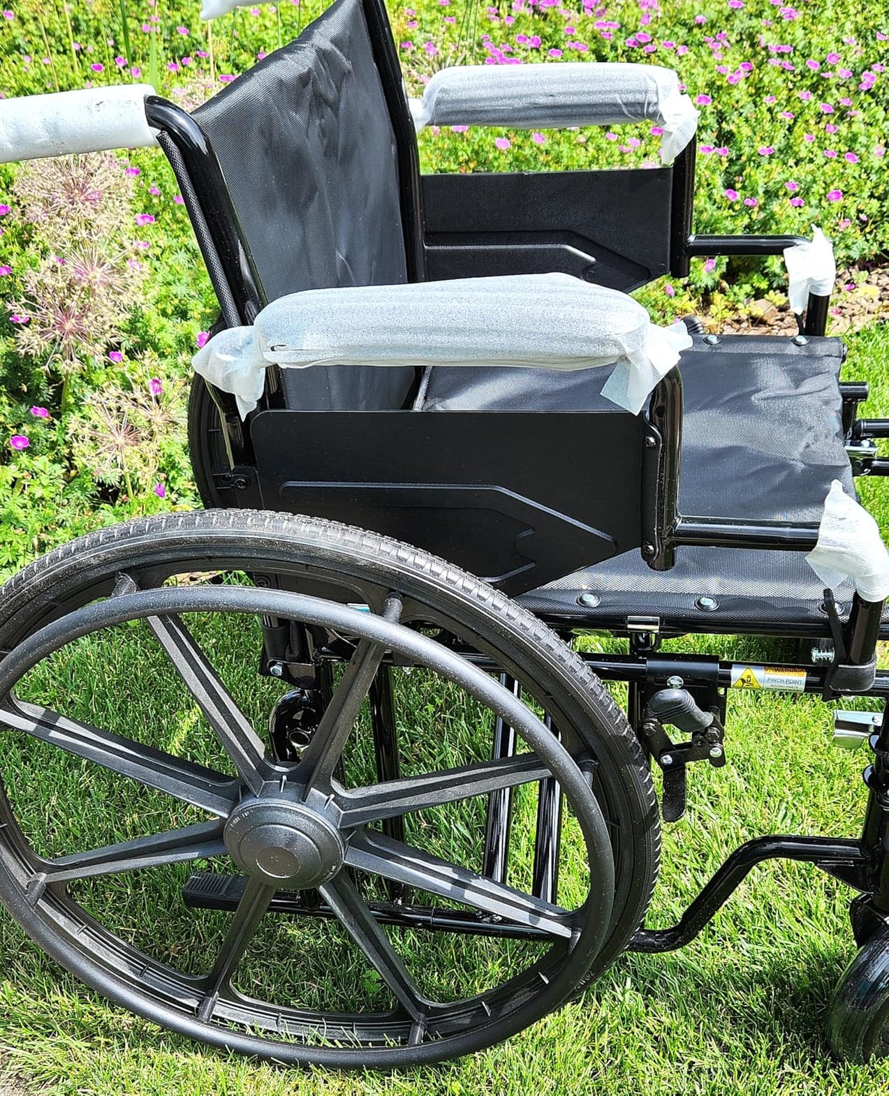 PEPE Mobility Bariatric Wheelchair, 22 Inch Seat, Supports 500 lb, Foldable | Heavy Duty Steel Frame for Larger Adults, Self Propelled with Rear Wheels, Flip Back Armrests, Removable Footrests, Black customer photo 1
