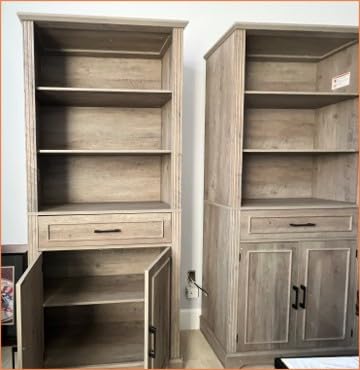 SEDETA Farmhouse Bookshelves and Bookcases with Doors and Drawer, Bookshelf with Storage, Floor Standing 6 Shelf Display Storage Shelves 70 in Tall Bookshelf for Home Office, Living Room, White customer photo 1
