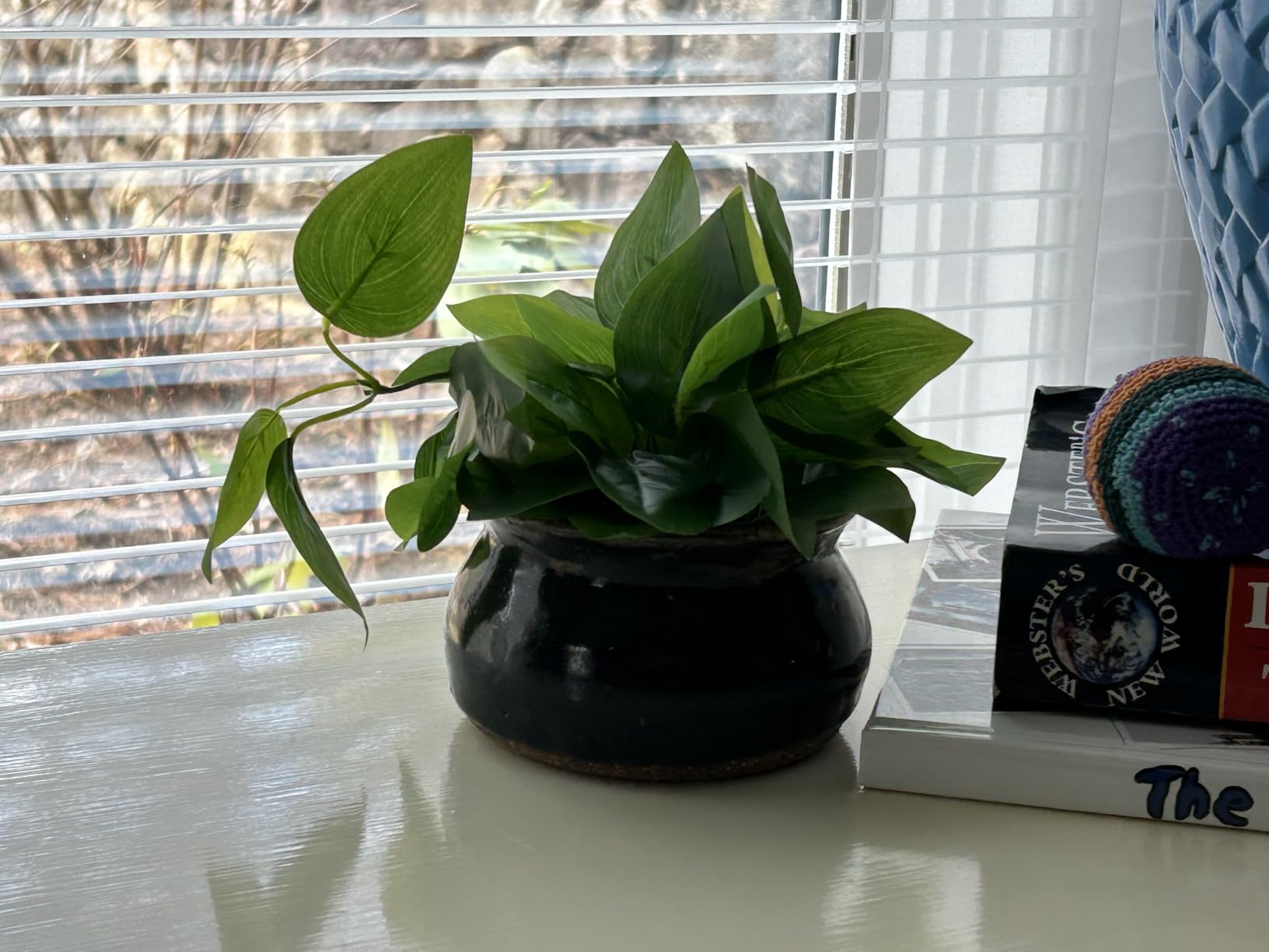 Small Artificial Hanging Plant for Shelf, Fake Potted Boston Ferns Faux Trailing Leaves customer photo 2