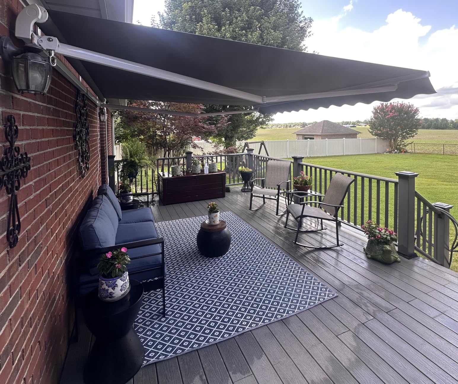 Paramondo 9.8'x8.2' Patio Awning Retractable Fully Assembled, Charcoal Grey | Motorized Sunshade Shelter Outdoor Deck Canopy Balcony Awning Cover - 100% Solution-Dyed European Acrylic Aluminum Frame customer photo 1