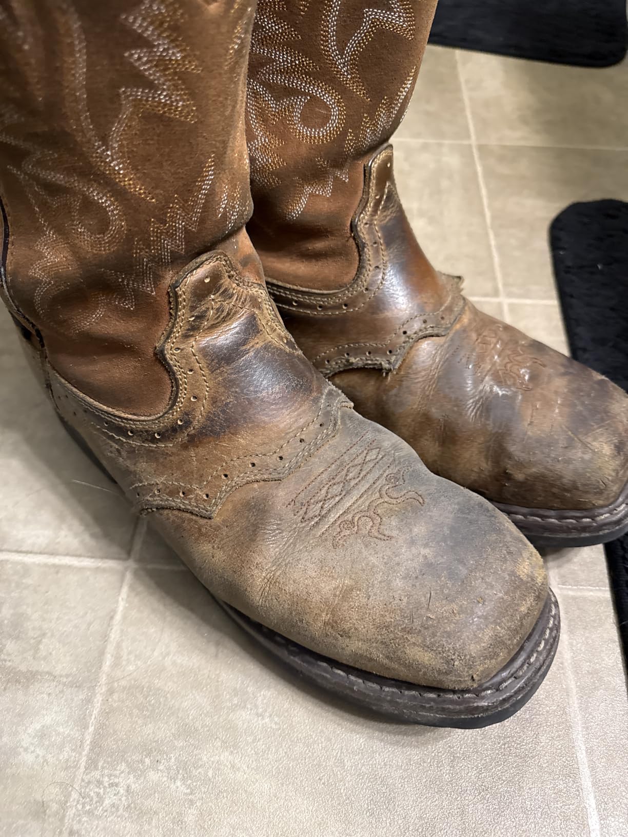 HISEA NINGO Steel Toe Work Boots for Men Square Toe Cowboy Boots Soft Toe | Full-Grain Leather Western Boots, Water & Slip Resistant Steel Toe Boots, Goodyear Welt, EH Rated, for Construction Farming customer photo 1