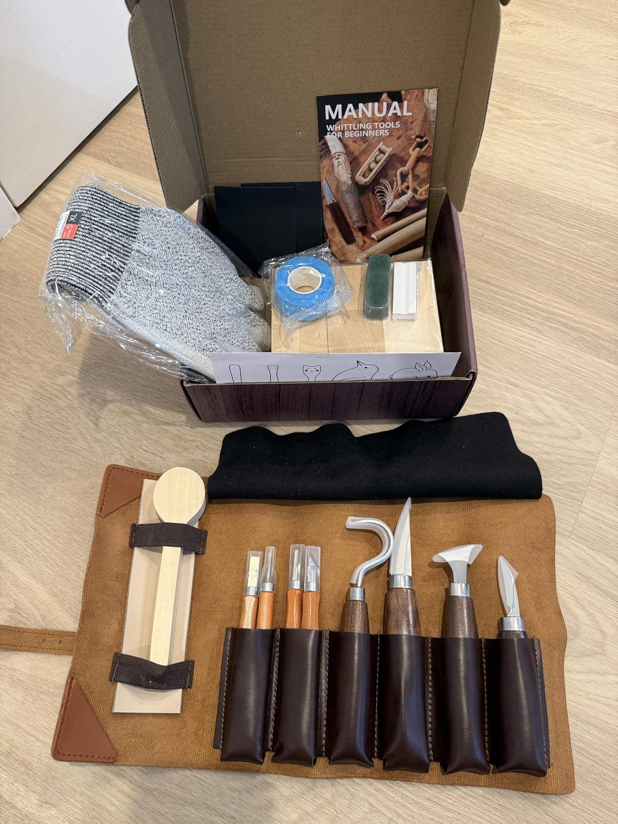 Wood Carving Kit Whittling Kit: Deluxe Wood Carving Tools Knife Set with Leather Case - Woodworking Hobby Kit for Beginners Adults Kids - DIY Art Craft Gift for Men Teens customer photo 1