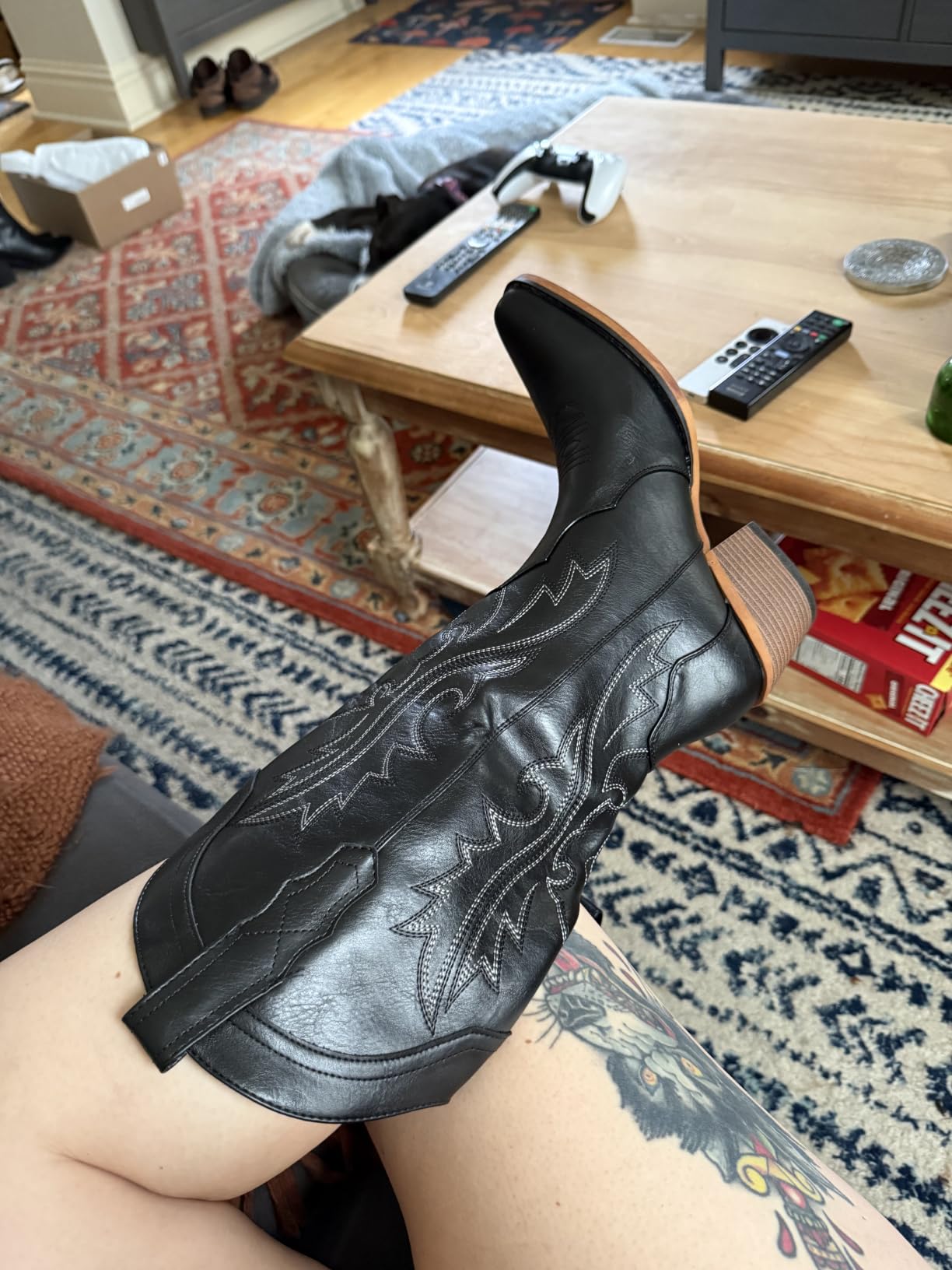 IUV Cowboy Boots For Women Western Cowgirl Boots Mid Calf Snip Toe customer photo 1