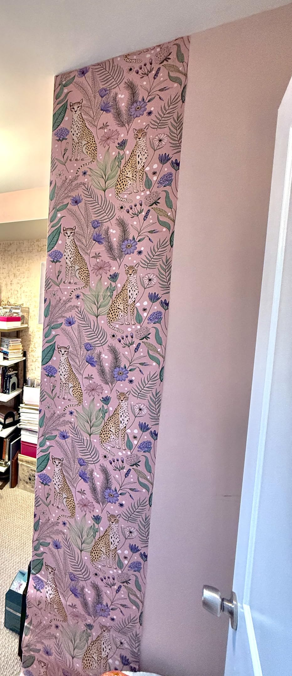 Floralplus Peel and Stick Wallpaper Leopard Removable Wallpaper | Renter Friendly Wallpapers Self Adhesive Animal Floral Contact Paper for Accent Wall 17.5 x 118 in customer photo 2