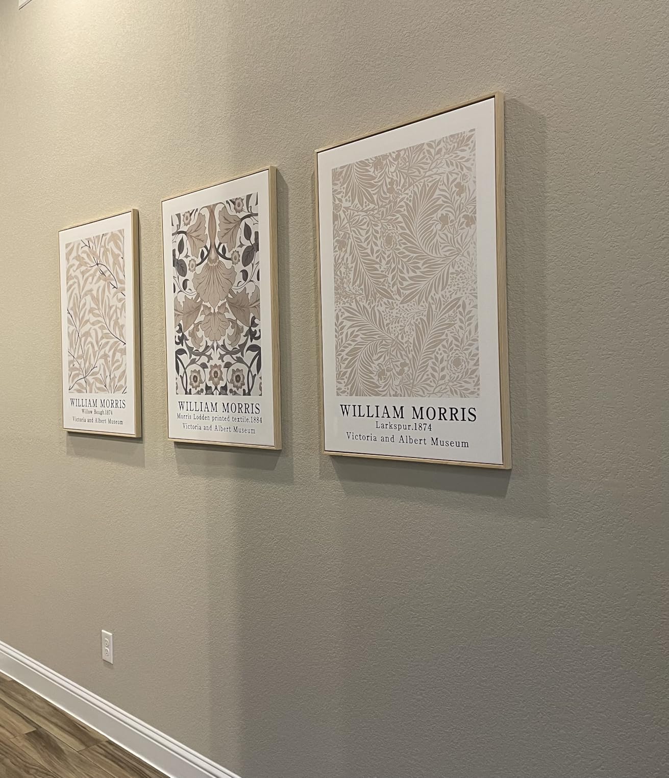 Framed Large William Morris Canvas Wall Art Set of 3, Vintage Nature Floral Artwork Prints, Boho Neutral Botanical Wall Decor for Living Room, Bedroom, Hallway and Office, Total Size 30x60 customer photo 1