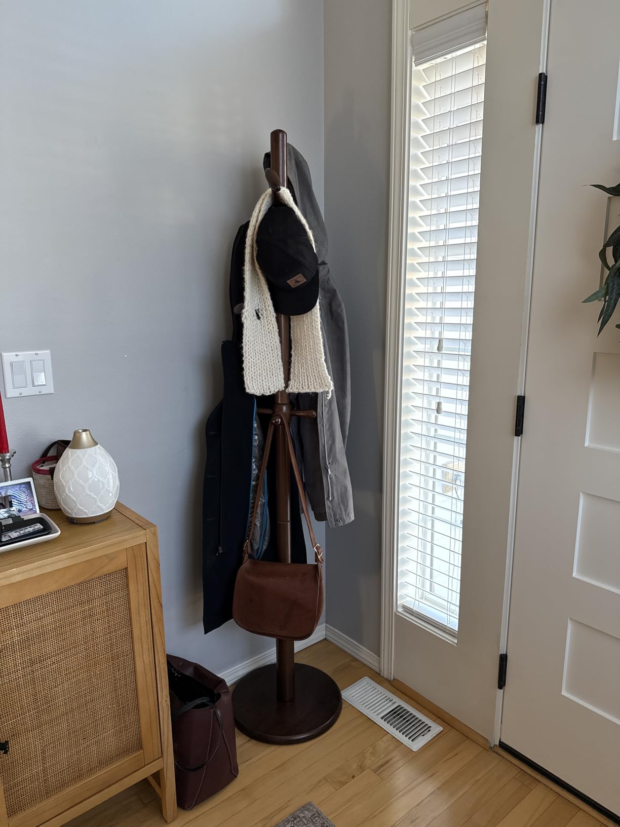Taitiy Solid Wooden Coat Rack Stand Freestanding Hall Tree with 10 Hooks | 3 Height Options for Coats, Hats, Handbags, and Scarves, Space Saving Design for Entryway, Office, Bedroom Rubberwood customer photo 2