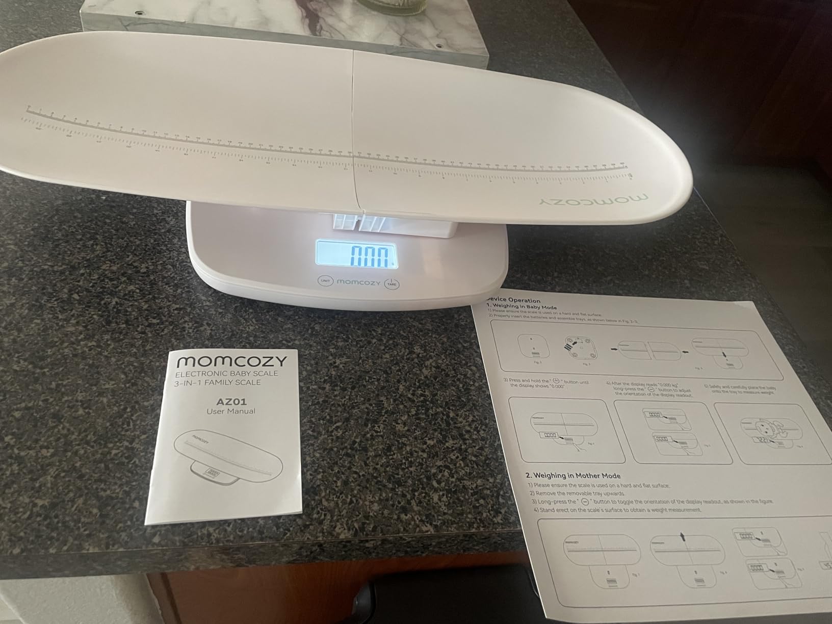 Momcozy Baby Scale, Weight, Height and Weighted Feeds, Removable Tray, | Multi-Function Digital Scale For Newborns, Adults and Pets With 5 Units, LED Screen, Auto-Off And Curved Removable Tray customer photo 2
