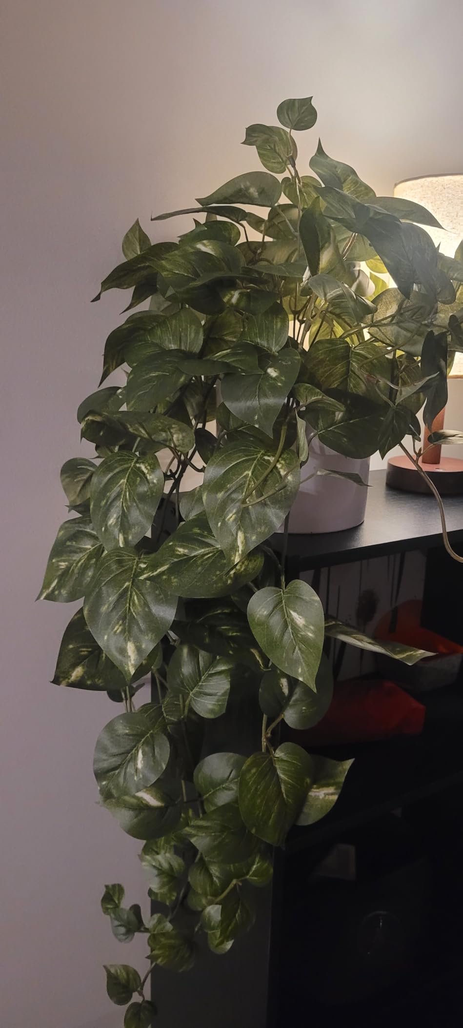 MY ROVALA Silk Plants for Home Decor Indoor in Pot Realistic Artificial Plants Hanging Faux Plants Indoor Fake Potted Plants for Shelves Bedroom Bathroom Trailing Plant, Fake Pothos Ivy (Dark Green) customer photo 2