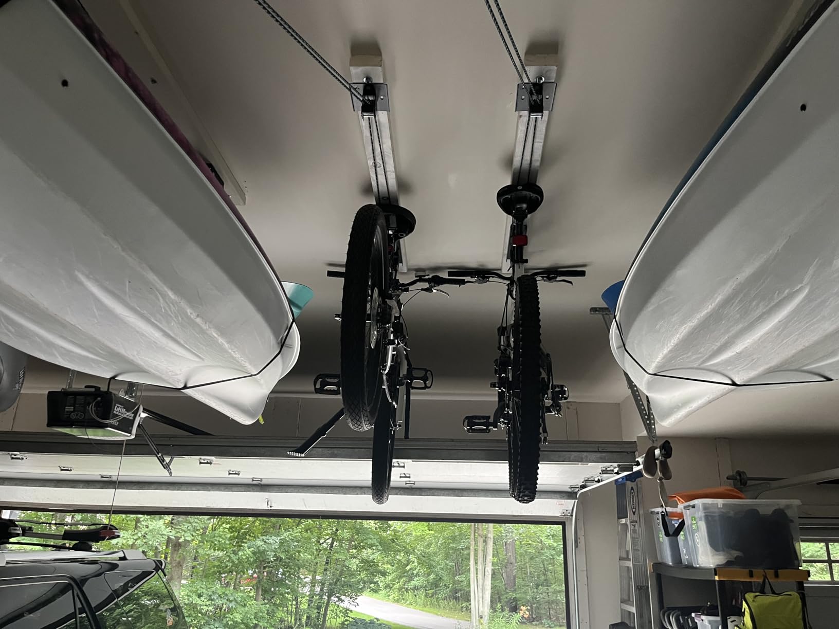 StoreYourBoard Bike Hoist for Garage Ceiling, Pulley Lift System, No Slip | Bike Pulley System for Garage, Bike Lift, Ebike Hoist, 4 to 1 Pulley, Fits All Garage Heights customer photo 2