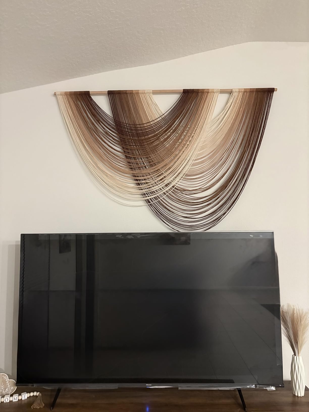 Macrame Wall Hanging Dip Dyed Large Boho Brown Fiber Wall Art 57