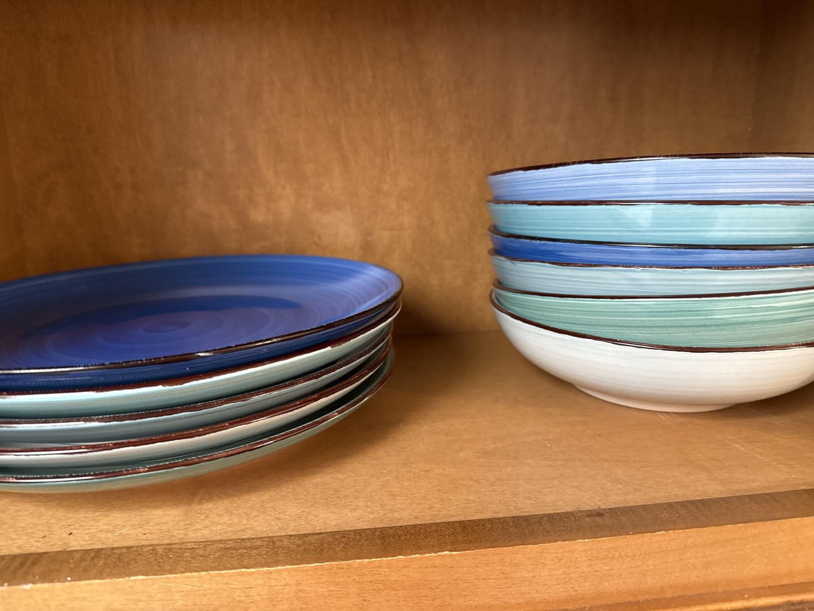 vancasso Bonita Stoneware Dinnerware Sets, 24 Pieces Dishes Set for 6 | Hand-Painted Spiral Dishes for Dinner, Ceramic Kitchen Plates and Bowls Sets-Microwave and Dishwasher Safe (Blue,24 Pcs) customer photo 1