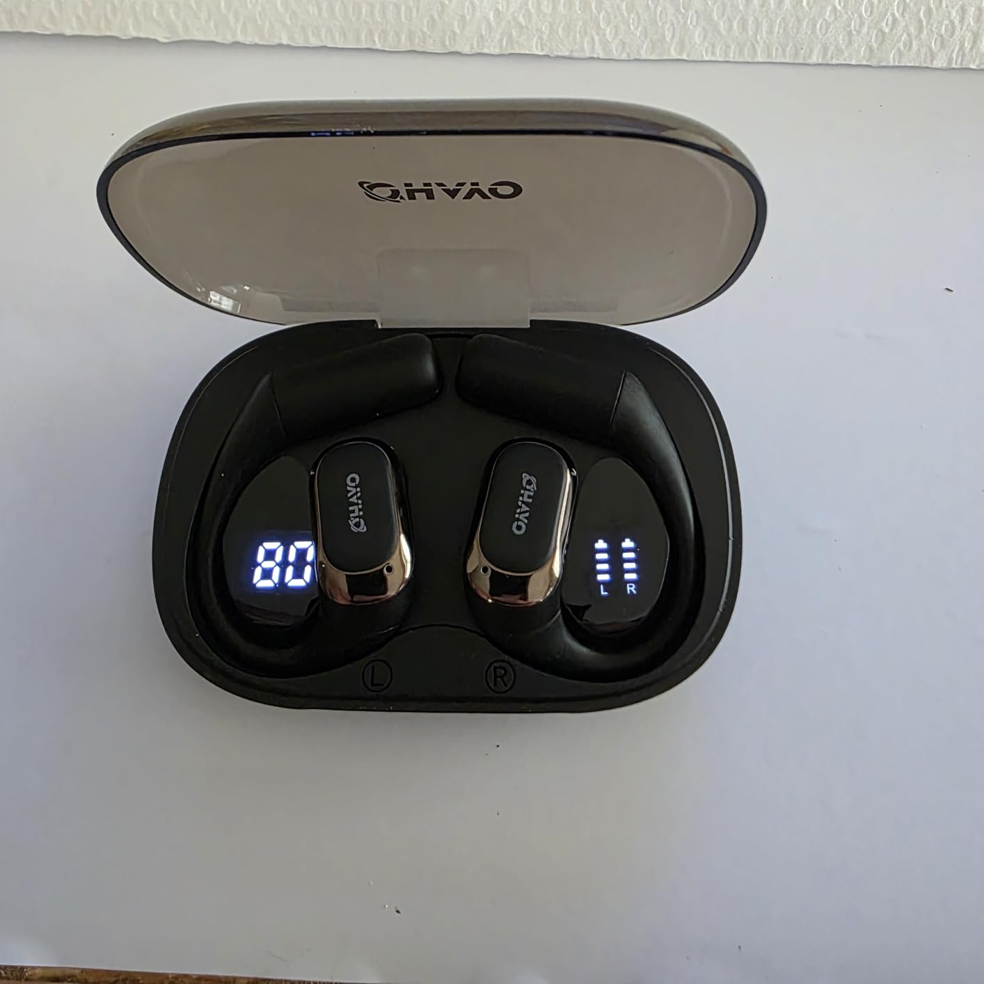 OHAYO Open Ear Headphones,Over Ear Earbuds with Ergonomic Earhook,Bluetooth Headphones 5.4 with Smart Digital Display,40H Playtime,IPX6 Waterproof,Touch Control Operate Fit Cycling,Running,Workout customer photo 2
