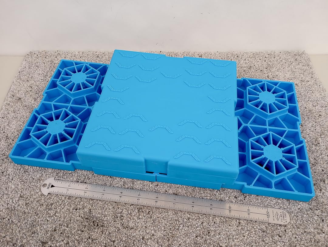 PAULINN RV Leveling Blocks 12 Pack, Heavy Duty Camper Leveling Blocks with 2 Velcro Straps, Interlocking Sturdy RV Blocks for Single & Dual Wheels, Stackable Jack Blocks, Customizable Height, Blue customer photo 2