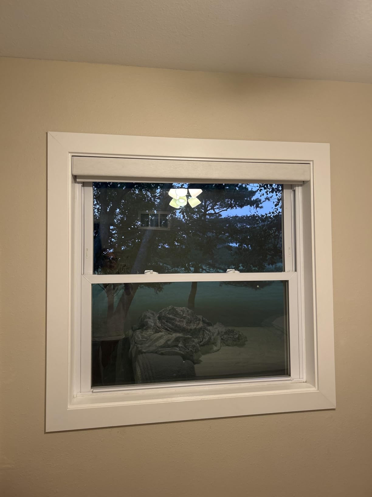 Cordless Roller Shades 100% Blackout Blinds for Windows and Doors, Pull Down Room Darkening Window Shades, Easy to Install for Home and Office, White, Fixed 75 Inches High, 59 Inches Width customer photo 1