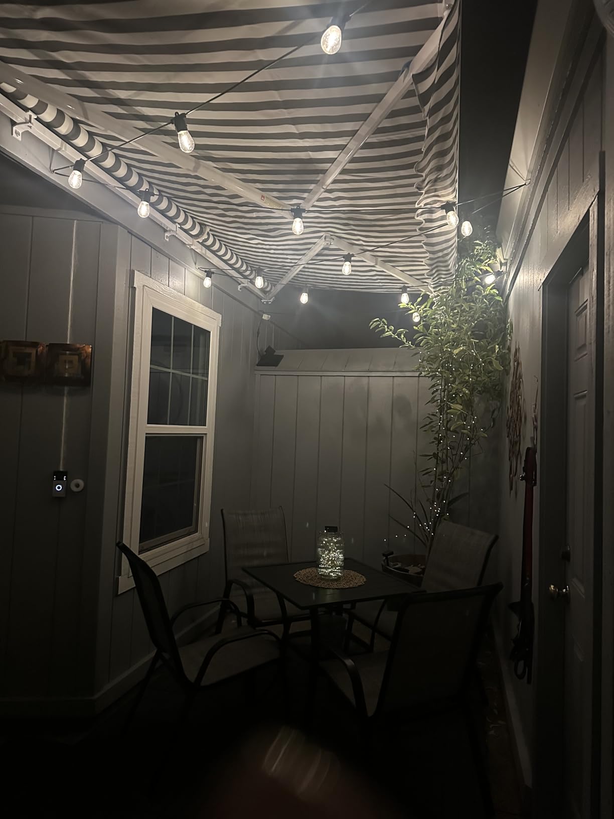 MCombo 9.9x7.8 Feet Manual Retractable Patio Door Window Awning Sunshade Shelter Outdoor Canopy,0810 (White with Black Stripes, 9.9'(L) x 7.8'(W)) customer photo 1