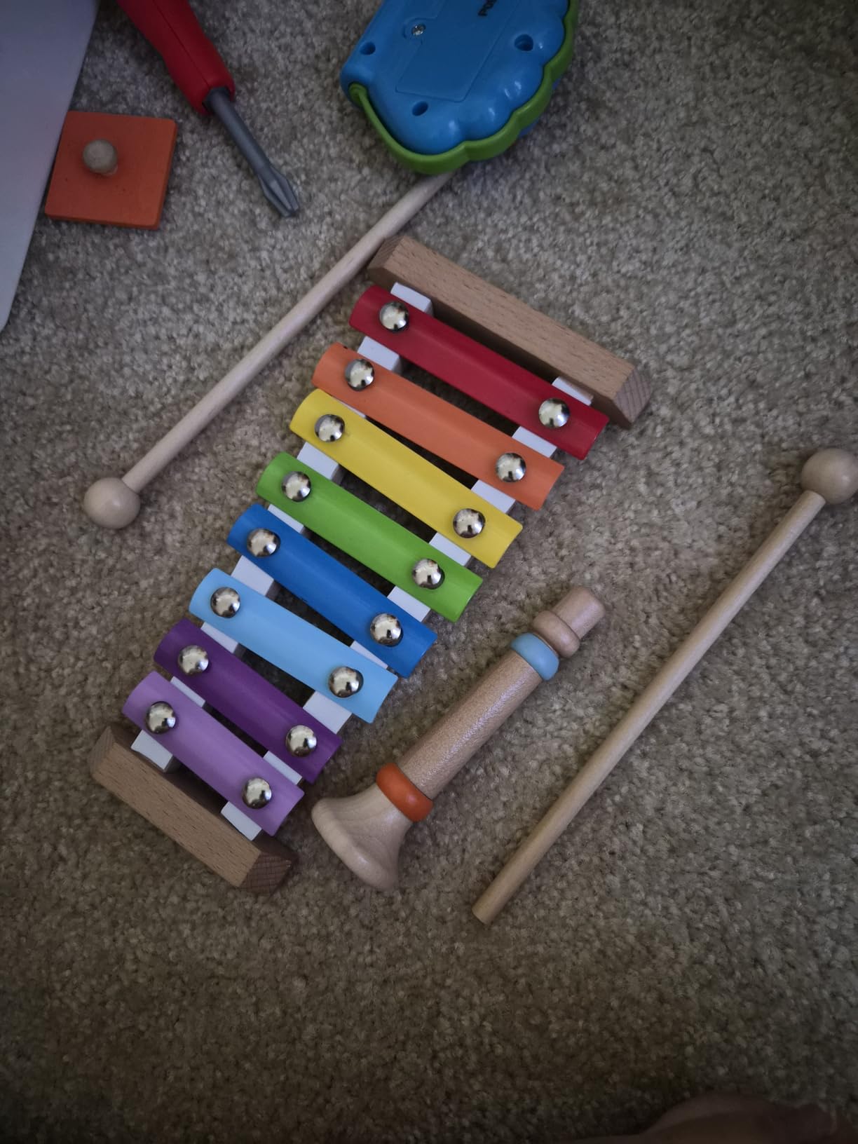 Montessori Wooden Musical Instruments for Toddlers, Educational Baby Drum Set with Xylophone & Maracas and More, Music Toys for Toddler Preschool customer photo 1