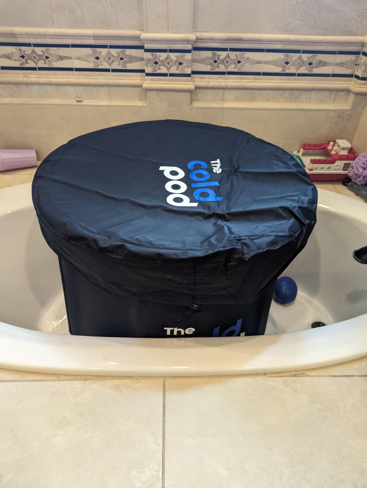 The Cold Pod Cold Plunge Tub: 85 Gal Round Tub with Full-Wrap UV-Reflective Insulation Cover Bundle for Indoor & Outdoors Use - Portable Ice Bath Tub for Athletes&Crossfitters &Wim Hof Enthusiasts customer photo 1