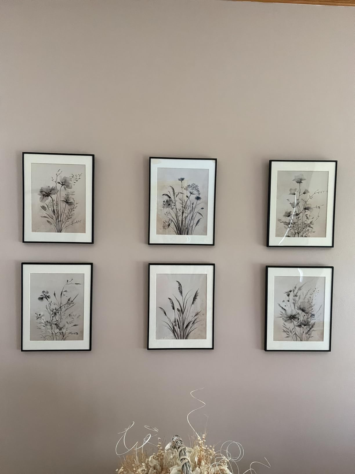 Framed Botanical Floral Wall Art, Set of 6 Vintage Wildflower Prints with Mat, Rustic Farmhouse Nature Flowers Artwork for Bedroom Living Room Hallway Dining Room Modern Neutral Home Decor, 11x14 In customer photo 1