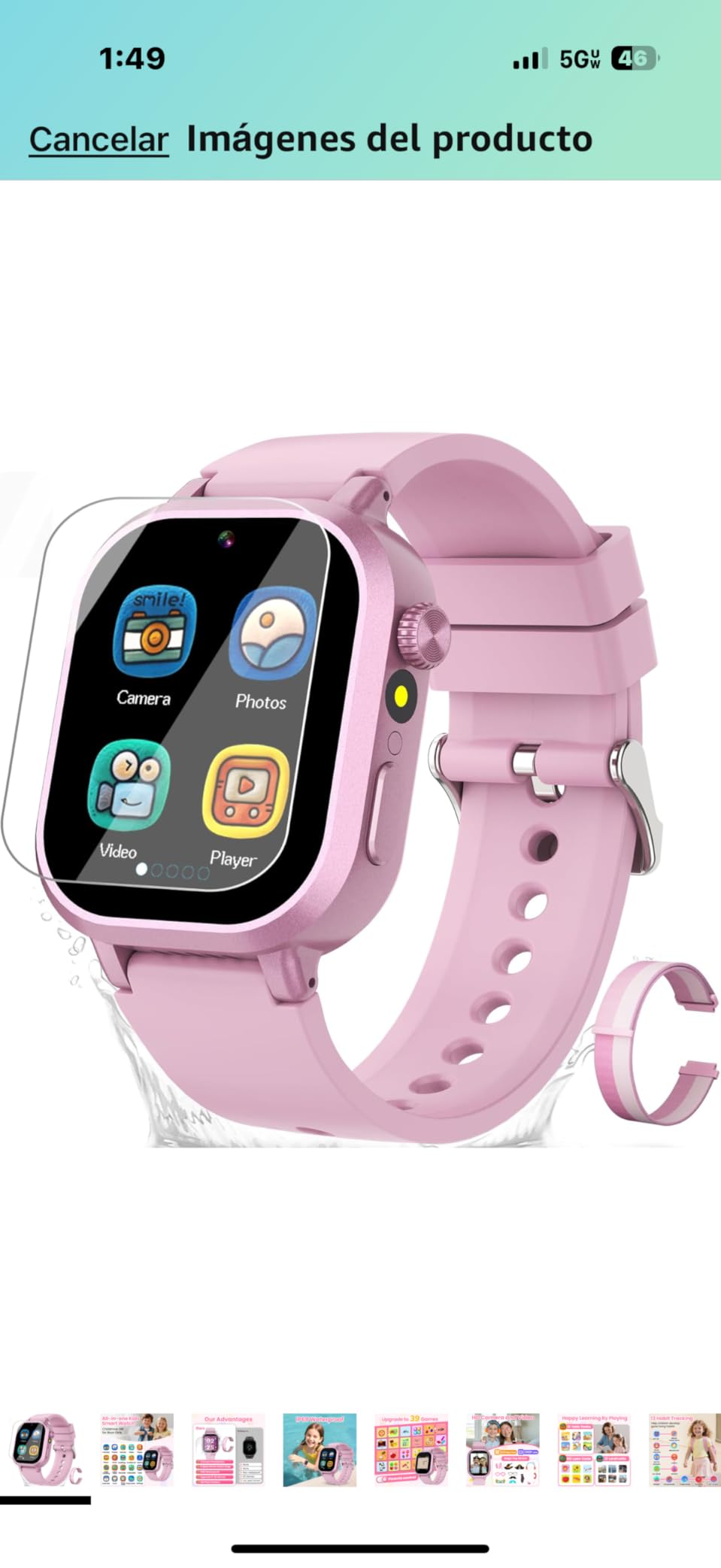 Waterproof Smart Watch for Kids Girls Ages 5-12 with 39 Games, HD Camera, Video, Music, Habit Tracking, Alarm, Pedometer, Kids Smart Watch Chrismars Birthday Gift for Girls Age 5 6 7 8(Pink) customer photo 1
