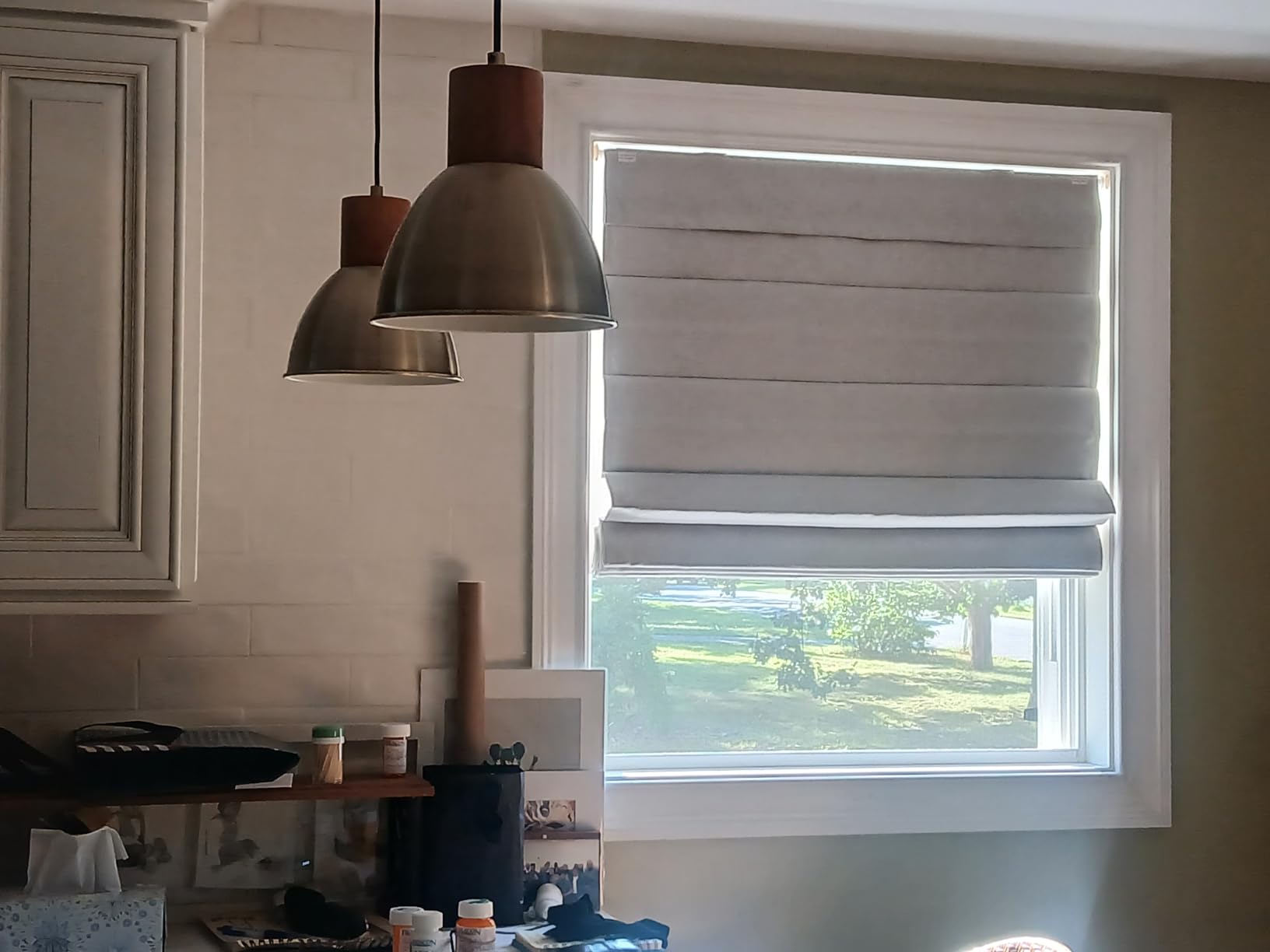 LazBlinds No Drill Roman Shades, Blackout, 32
