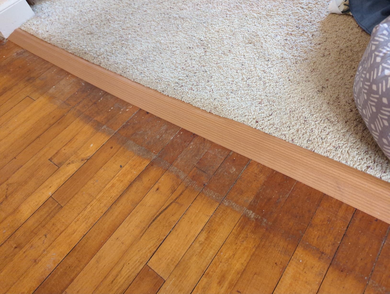 Floor Transition Strip Self Adhesive Vinyl Door Threshold Strip | Rubber Transition Strips for Doorways Reducer for Laminate Floor Carpet Tile, Deep Brown Wood Grain, 1/5