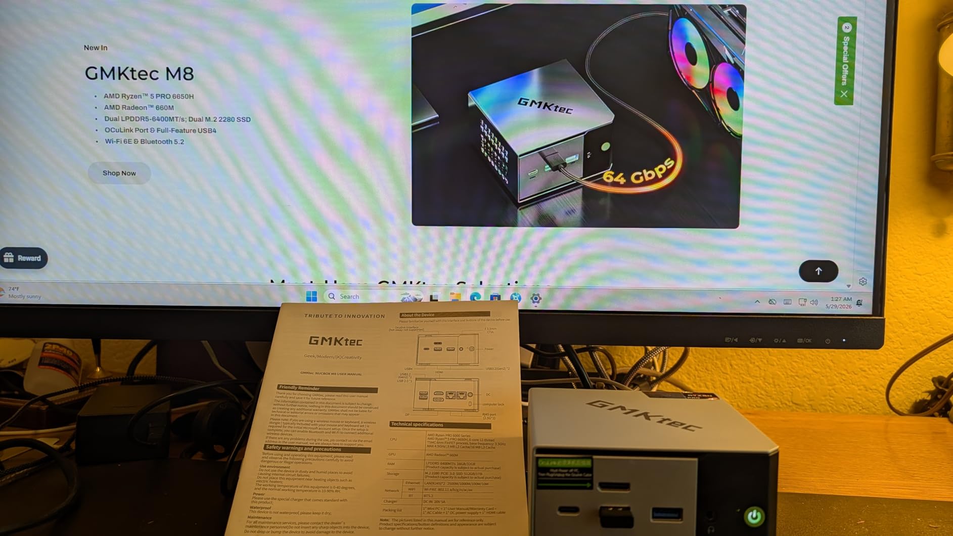 GMKtec Mini PC Computer, G10 Ryzen 5 3500U (Beats N150/4300U/3200U), 16GB RAM 512GB SSD 2.5GbE NIC LAN Desktop Office Home Business HTPC, Triple 4K Display, WiFi, BT, USB-C, DP, Type-C PD, HDMI 2.1 customer photo 2