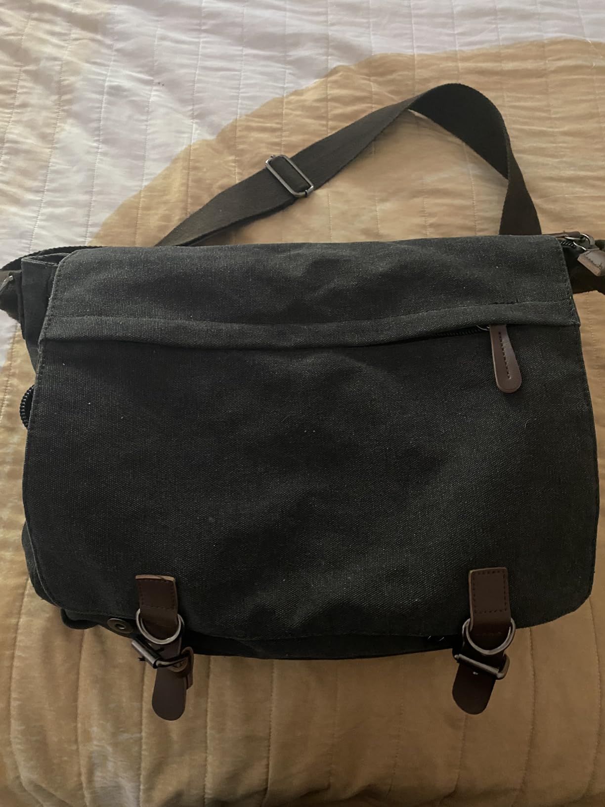 Vintage Messenger Bag 15.6 Inch Laptop for Men Women, Large Travel Crossbody Shoulder Purse Canvas Briefcase Work College customer photo 2