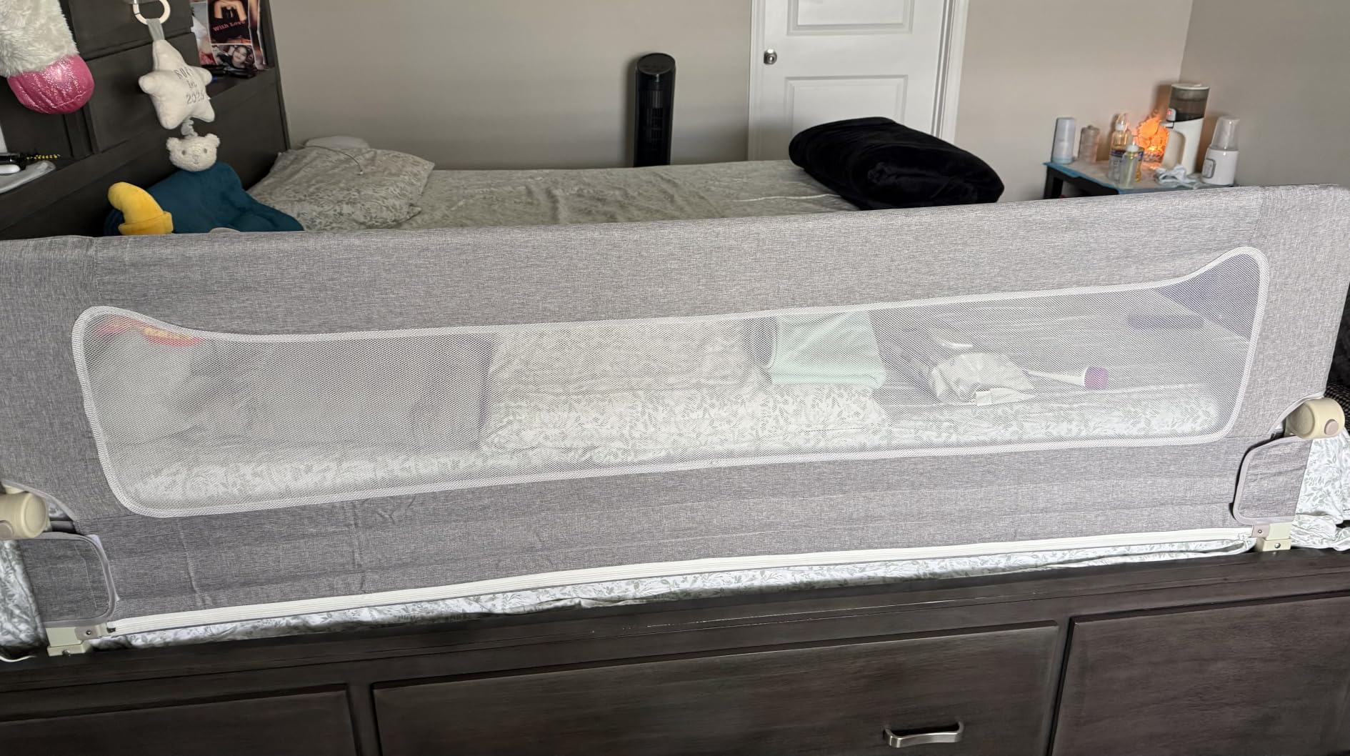 Foldable Bed Rail for Toddlers, 71in Reinforced Carbon Steel Frame&Connectors, Breathable Cationic Fabric - Safety Toddler Bed Rails for Queen, King, Twin, Full, No-Tool Setup customer photo 1