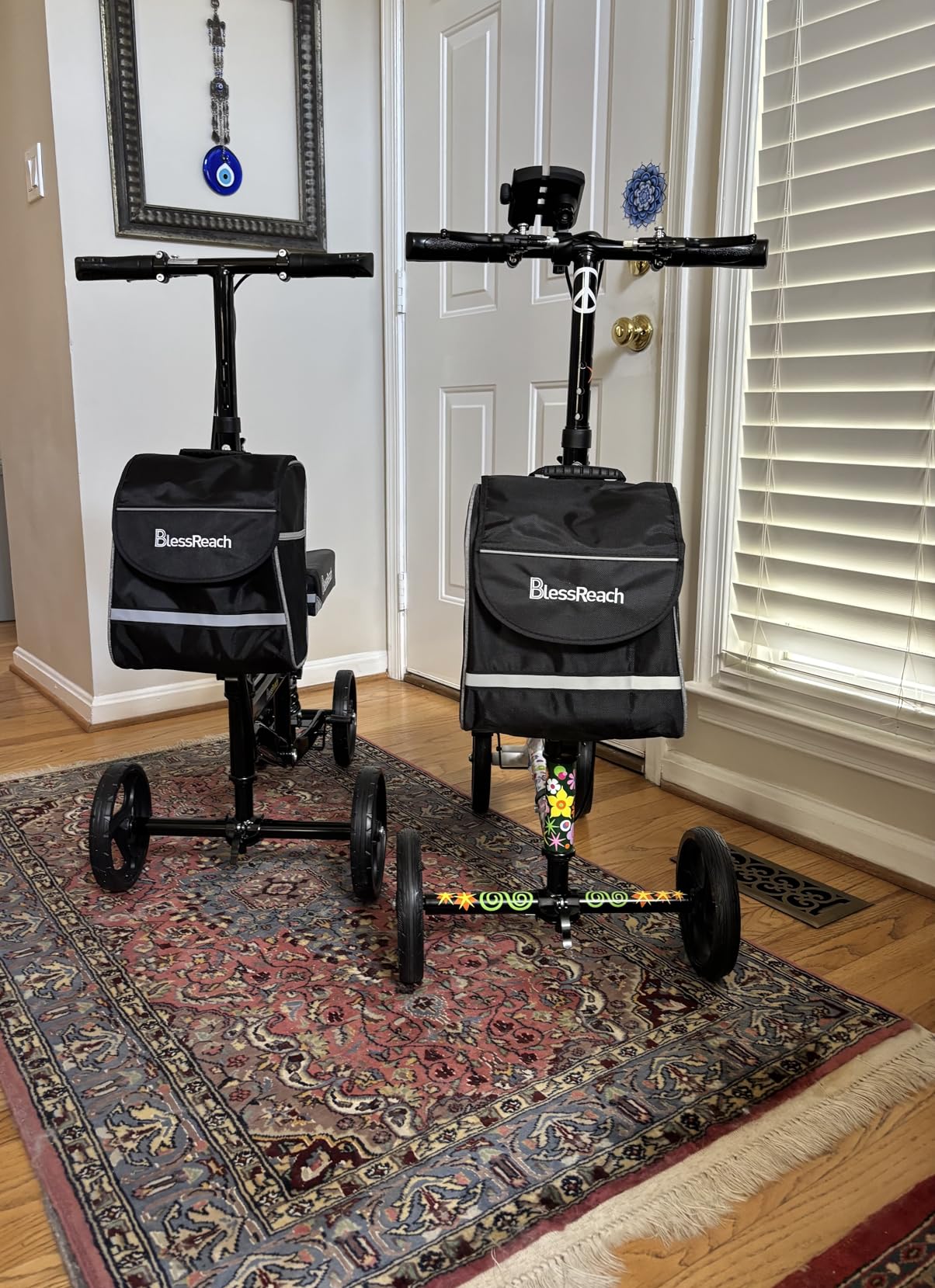 BlessReach Knee Scooter Walker for Adults Foot Injuries Ankle Surgery, Knee Scooters for Adult, Foldable Steerable with Dual Handbrake, Height Adjustable Handle & Knee Pad, 300 lbs Capacity，Black customer photo 1