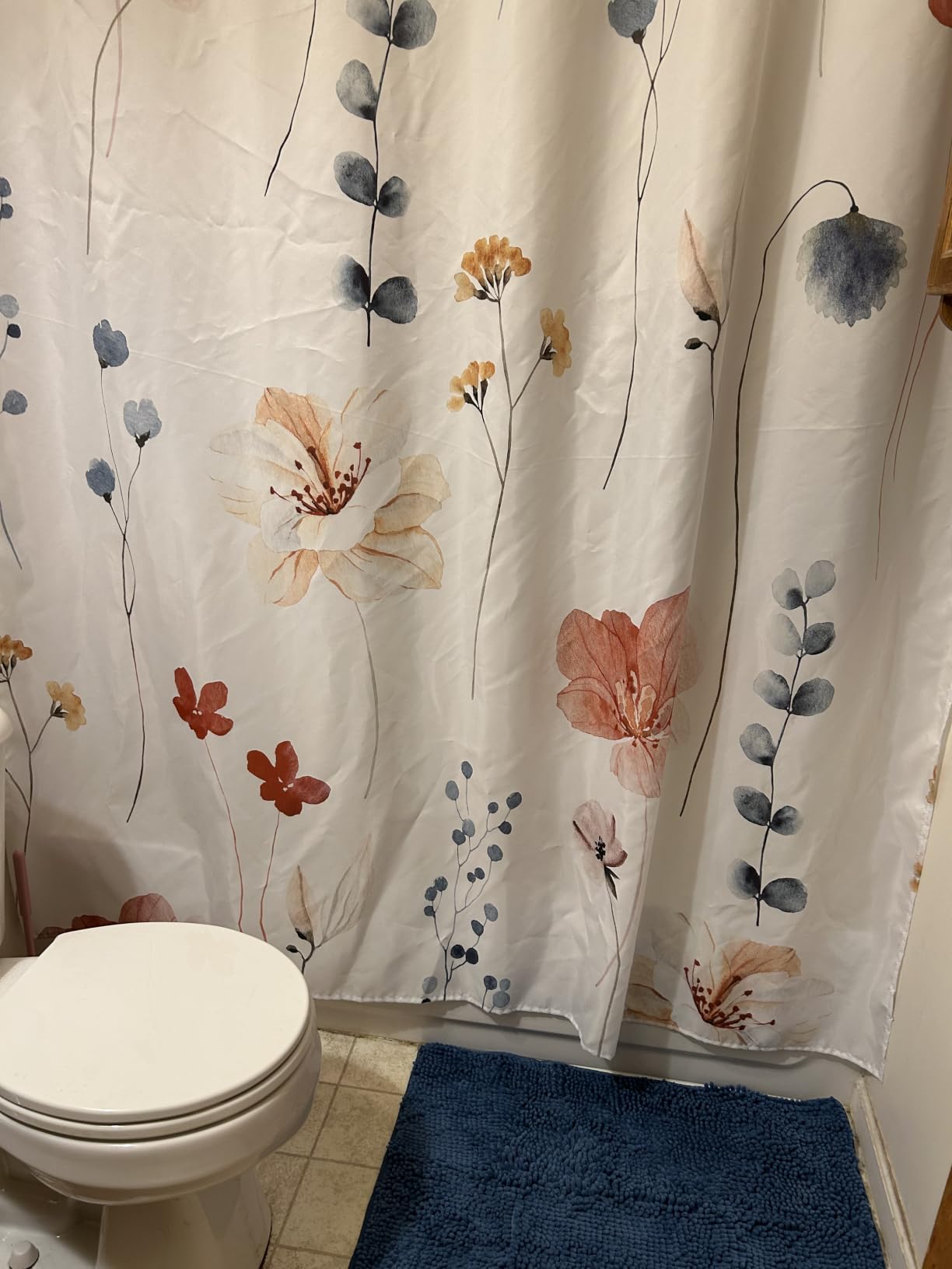 3 in 1 Shower Curtain Set, Sage Green Watercolor Floral Bath Curtain and PEVA Liner Set with 12 Double Sided Steel Hooks, Waterproof Fabric Bathroom Curtain 72x72 customer photo 1
