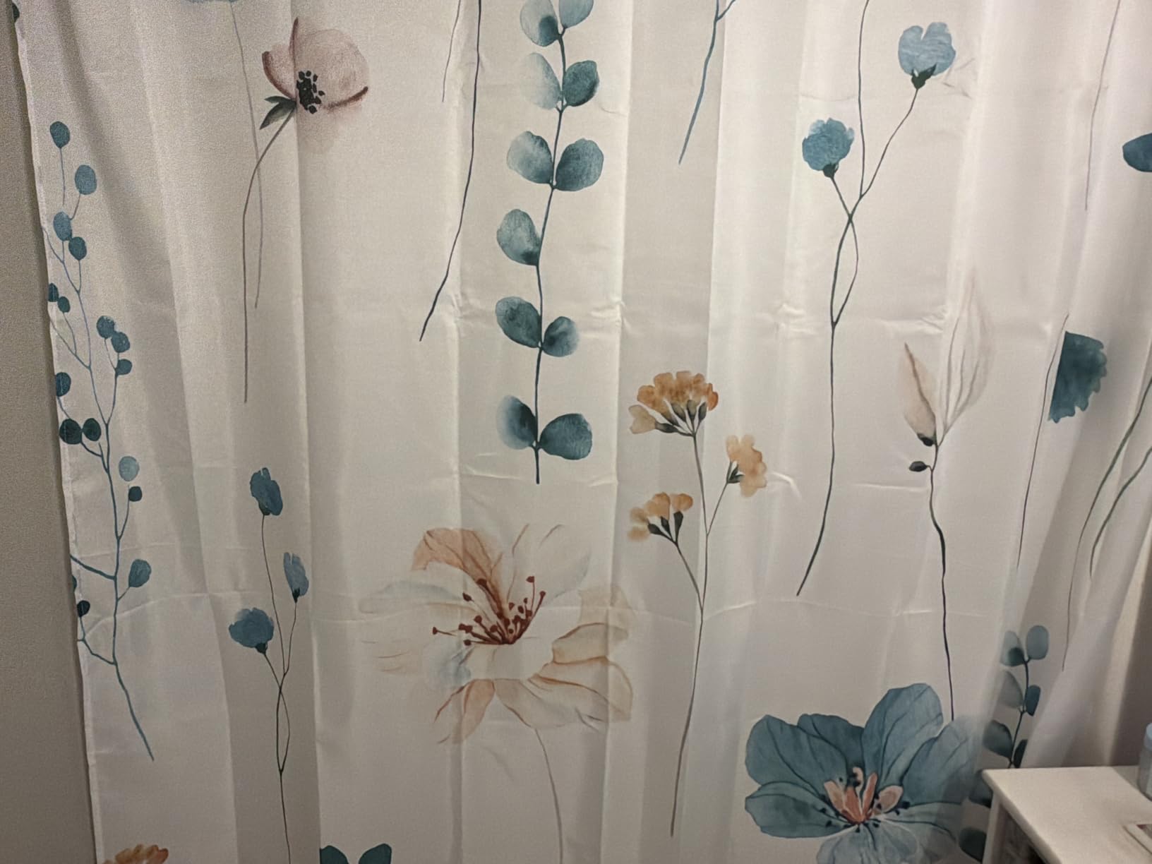3 in 1 Shower Curtain Set, Sage Green Watercolor Floral Bath Curtain and PEVA Liner Set with 12 Double Sided Steel Hooks, Waterproof Fabric Bathroom Curtain 72x72 customer photo 2
