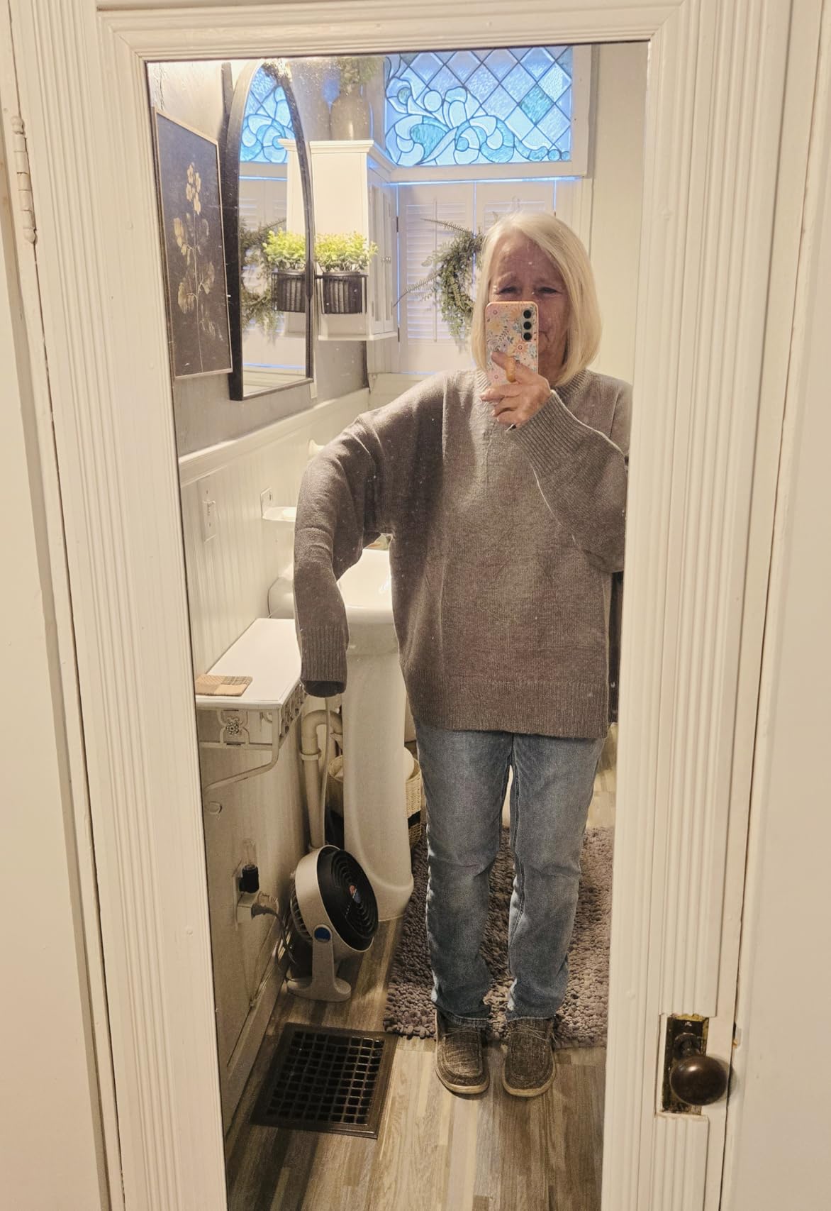 Women Cashmere Blend Oversized Sweaters Long Sleeve Pullover Tops customer photo 2