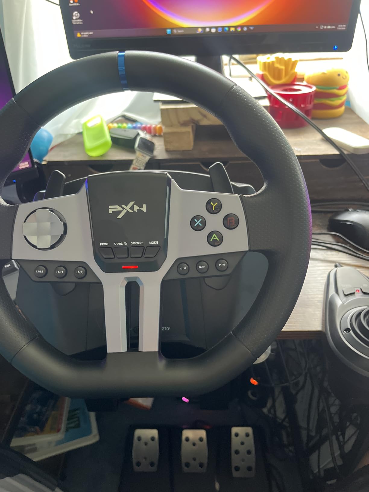 PXN Racing Wheel, 270&900° V9 Gen2 Gaming Steering Wheel | 3 Pedals, H Shifter, APP Support, Vibration Feedback, for PC, PS4, Xbox One, Xbox Series X/S customer photo 1
