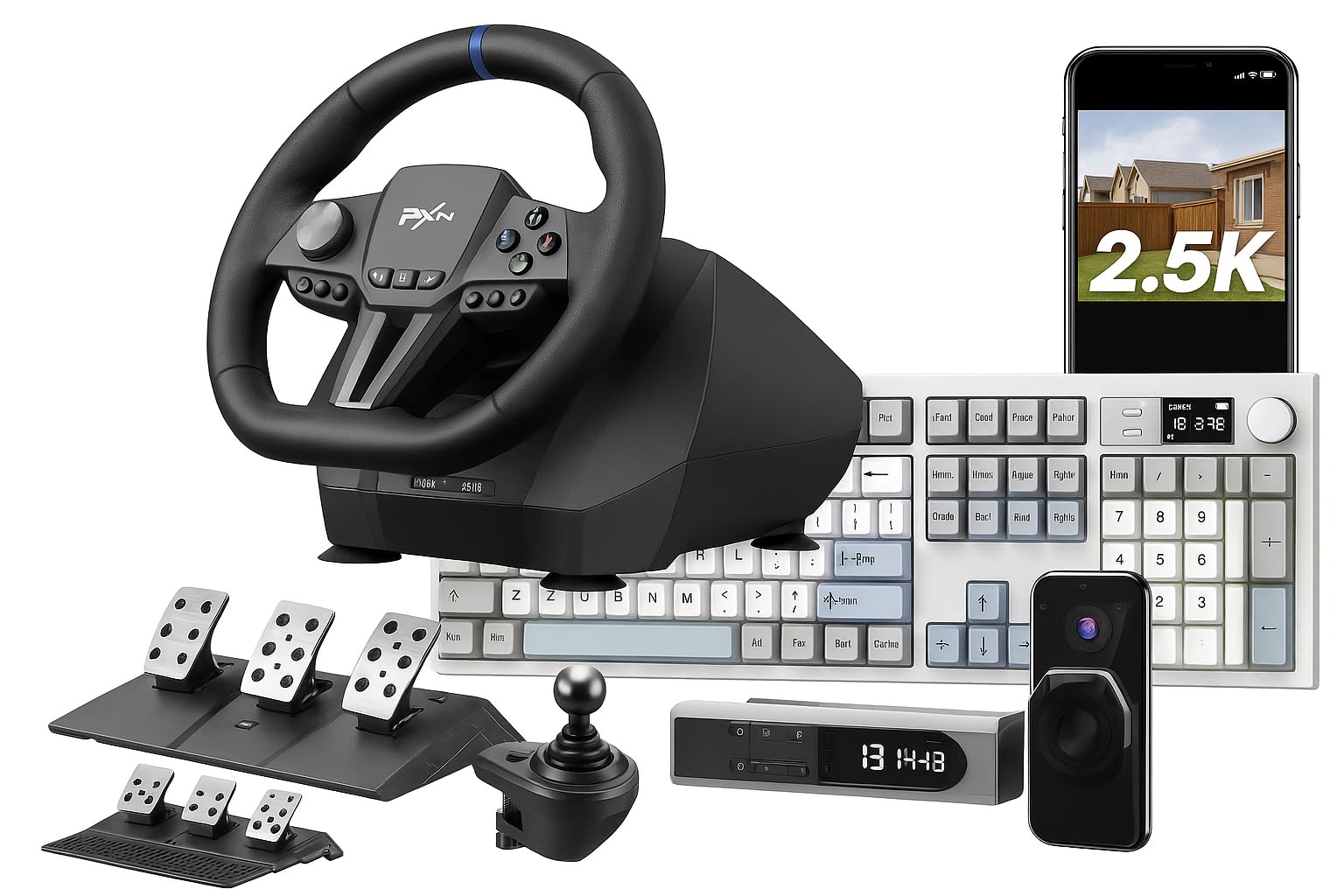 PXN Racing Wheel, 270&900° V9 Gen2 Gaming Steering Wheel | 3 Pedals, H Shifter, APP Support, Vibration Feedback, for PC, PS4, Xbox One, Xbox Series X/S customer photo 2