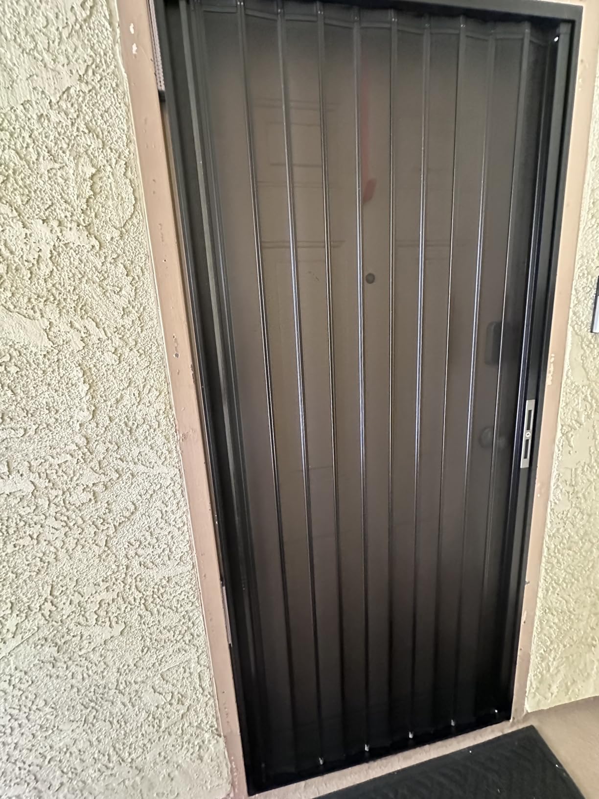 MAGZO Custom Aluminum Retractable Screen Door for Single Door Heavy Duty | Metal Frame Tear Resistant Mesh Folding Security Door Screen with Lock, No Drill Easy Assemble for Front, Sliding, Patio Door customer photo 1