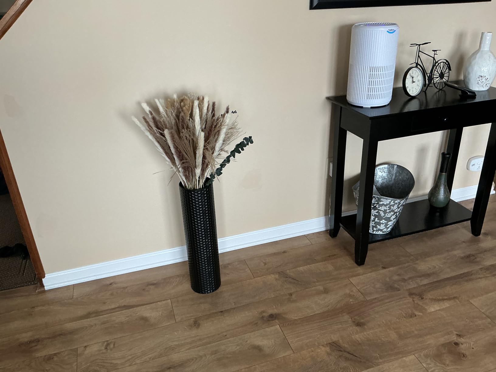 Black Tall Floor Vase - Set of 3 Large Metal Decorative Vases | 27.6