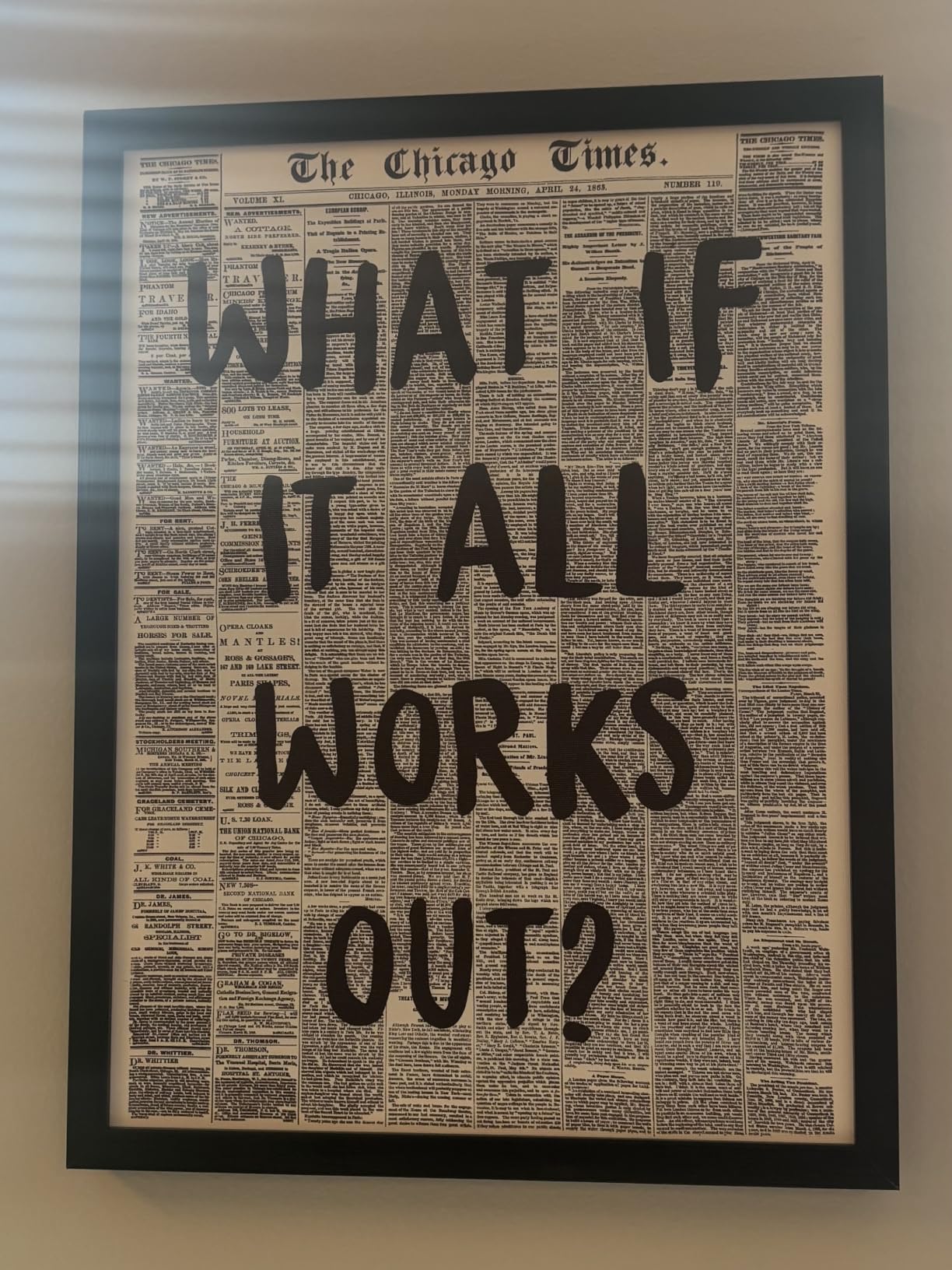 Framed Black And White Retro Newspaper Wall Art Motivational Office Decor | ItS Already Yours Universe Quote Poster Trendy Positive Inspirational Canvas Print for Bedroom Apartment Dorm 8x12inch customer photo 2