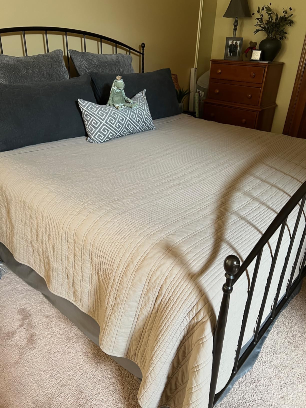 EVERGRACEHOME 100% Cotton Modern Lines Quilt Set King Size, Midnight Blue | Pre-Washed Soft Cotton, Striped Coverlet Bedspread, 3 Piece Lightweight Bedding Set for All Season, with 2 Pillow Shams customer photo 1