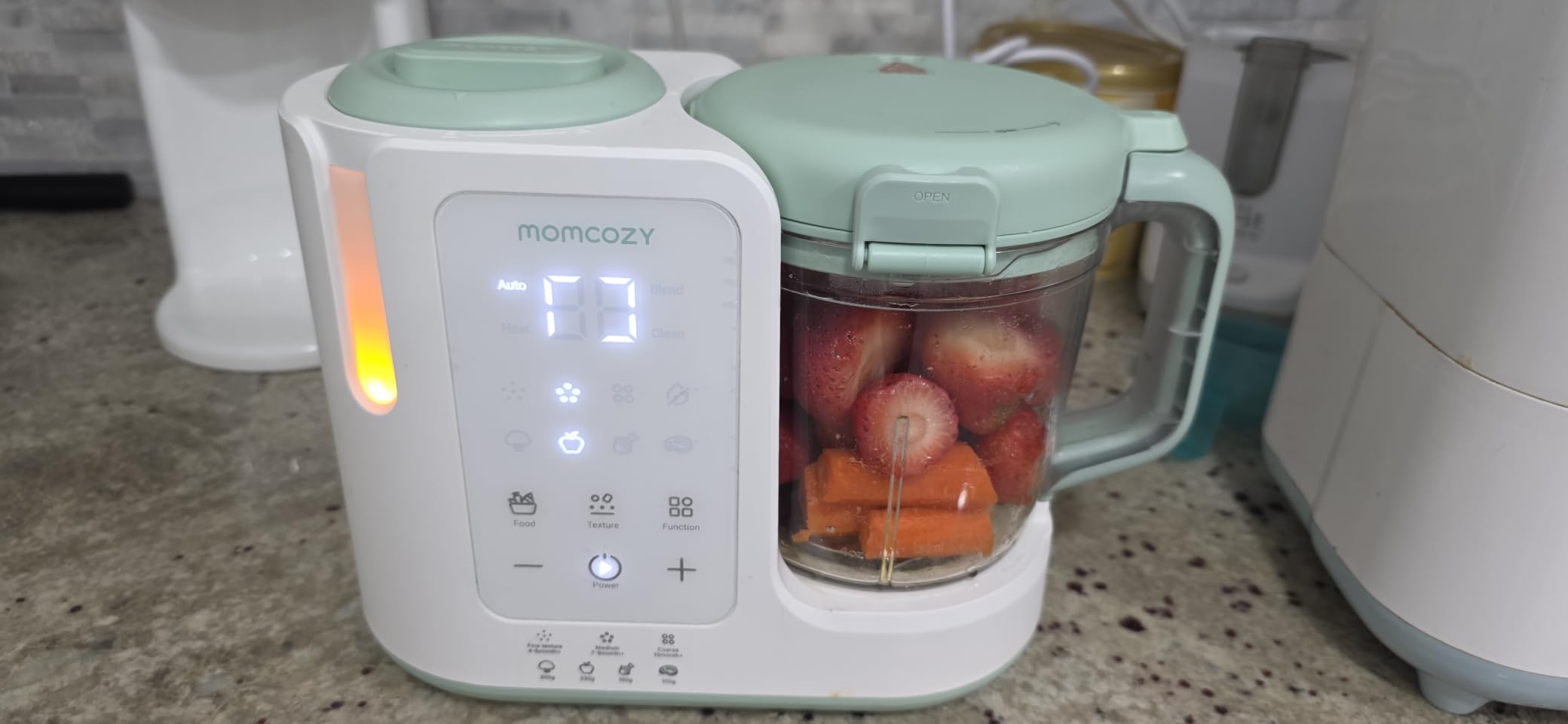 Momcozy AutoMeal Baby Food Maker - One-Step Auto Steam & Blend Food Processor, 15oz Large Cup, 6-Blade Design, Self-Cleaning, Auto 3-Stage Texture Settings customer photo 1