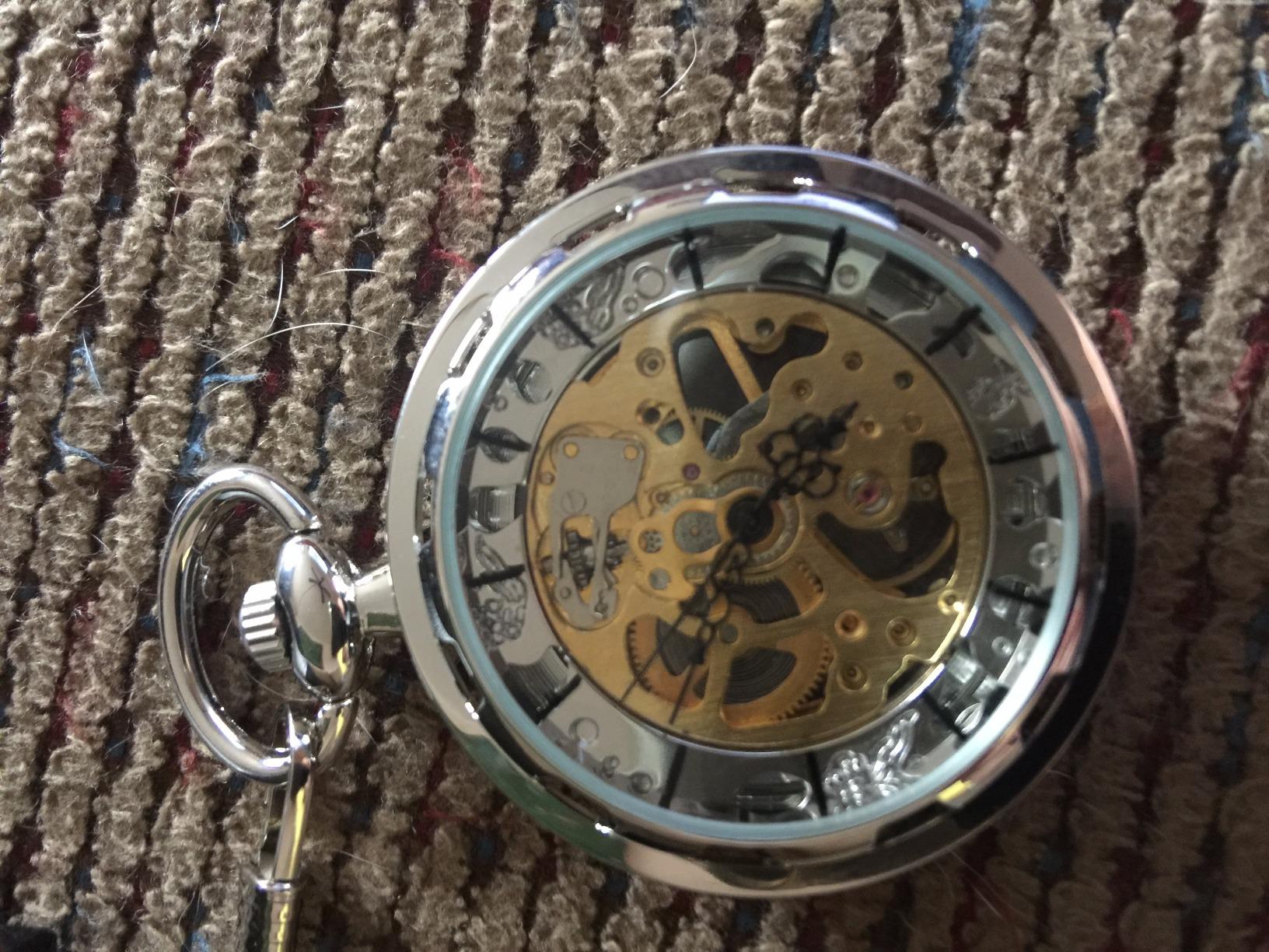 Vintage Pocket Watch with Chain Mechanical Pocket Watches for Men | Classic steampunk skeleton pocket watches, Open face hand wind up analog pocketwatch with Roman No. dial, Gifts for women men customer photo 1